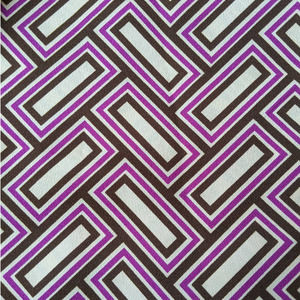 Vintage 60s 70s Funky Retro Fabric, Purple Black Cream Geometric Pattern 44" BTY